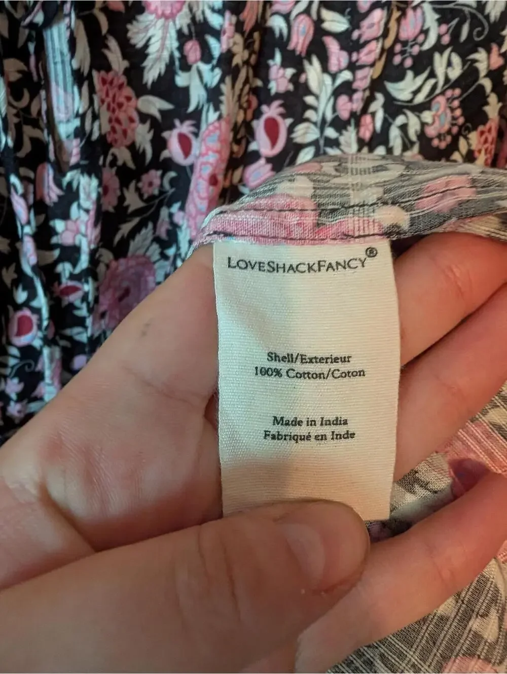 LOVESHACKFANCY Netra black pink long sleeve floral mini dress sz XS - Picture 6 of 7